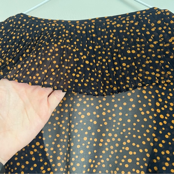 Akira Chicago Red Label Ditsy Spot Print Ruched Wrap Blouse Medium - Picture 14 of 16